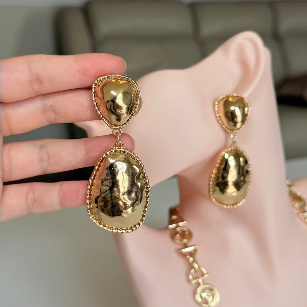 Gold Drop Statement Earrings - Women Jewelry
